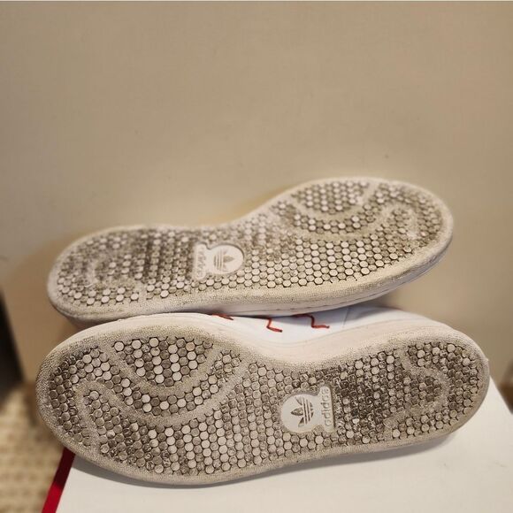 Adidas Stan Smith "Red Squiggly" White/Red Leather Sneakers Womans Sz.9 Ret.$150 - Picture 12 of 12